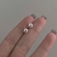 Exquisite Sterling Silver Inlaid Tiny Zircon Imitation Pearl Saturn Stud Earrings for Woman Girls Korean Designer Jewelry Gifts