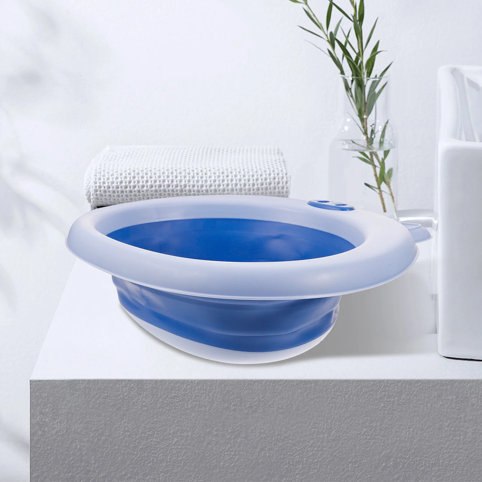 

2Pcs Baby Foldable Wash Basin Portable Collapsible Wash Tub Lightweight Foldable Bucket for Kids Infant Face Washing Newborn