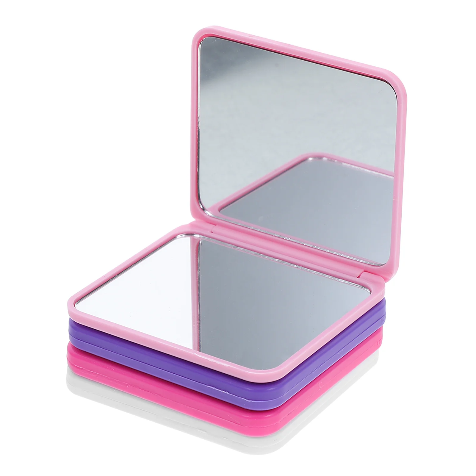 4 pçs portátil dobrável mini espelho de maquiagem dupla face hd reflexão viagem compacto pequeno espelho de bolso portátil