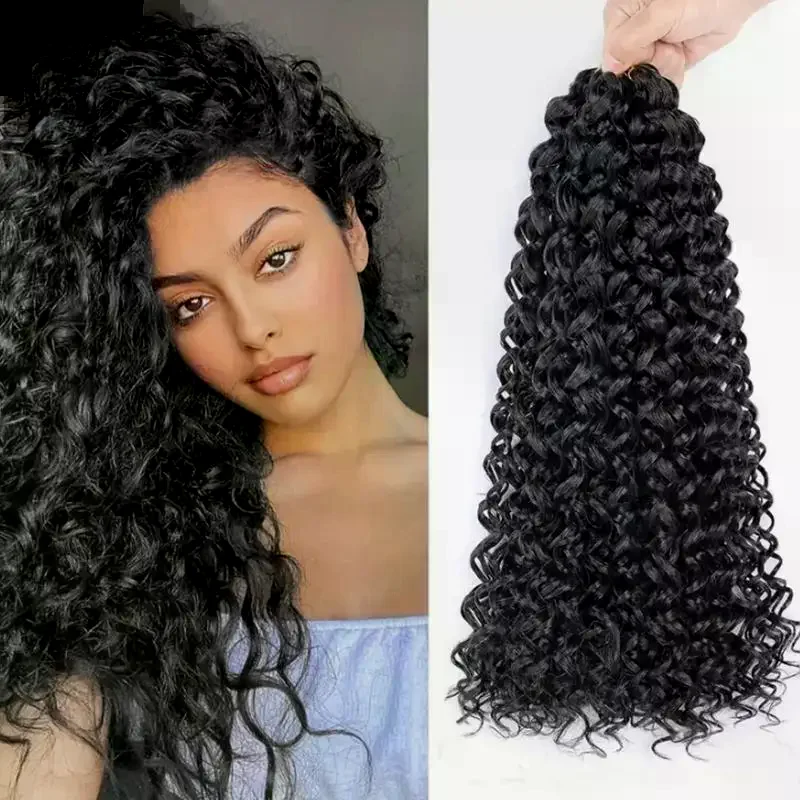 /Kuz/Inch Freetress Gogo Curly Hair Water Wave Crochet Braid Synthetic Bohemian Deep Wave Braiding Hair Extensions Curl Hair 14