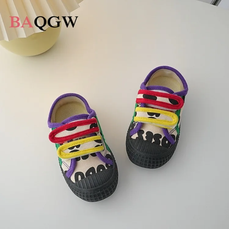 Children's Color Block Canvas Shoes Fashion Girl's Multi-color Shoes Boy's Sport Sneakers Soft Sole Toe Protection Canvas Shoes