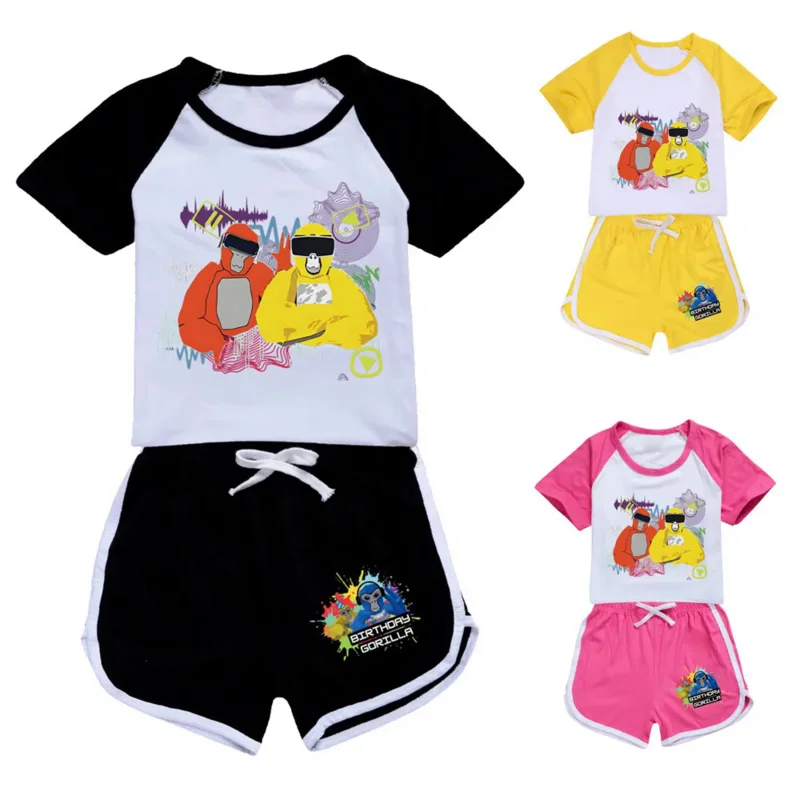 G-Gorilla Tag Fashion T-shirt Shorts Leisure Sports Suit Boy Clothing Set School Girl Outfit Girls Boutique Outfits Tshirt