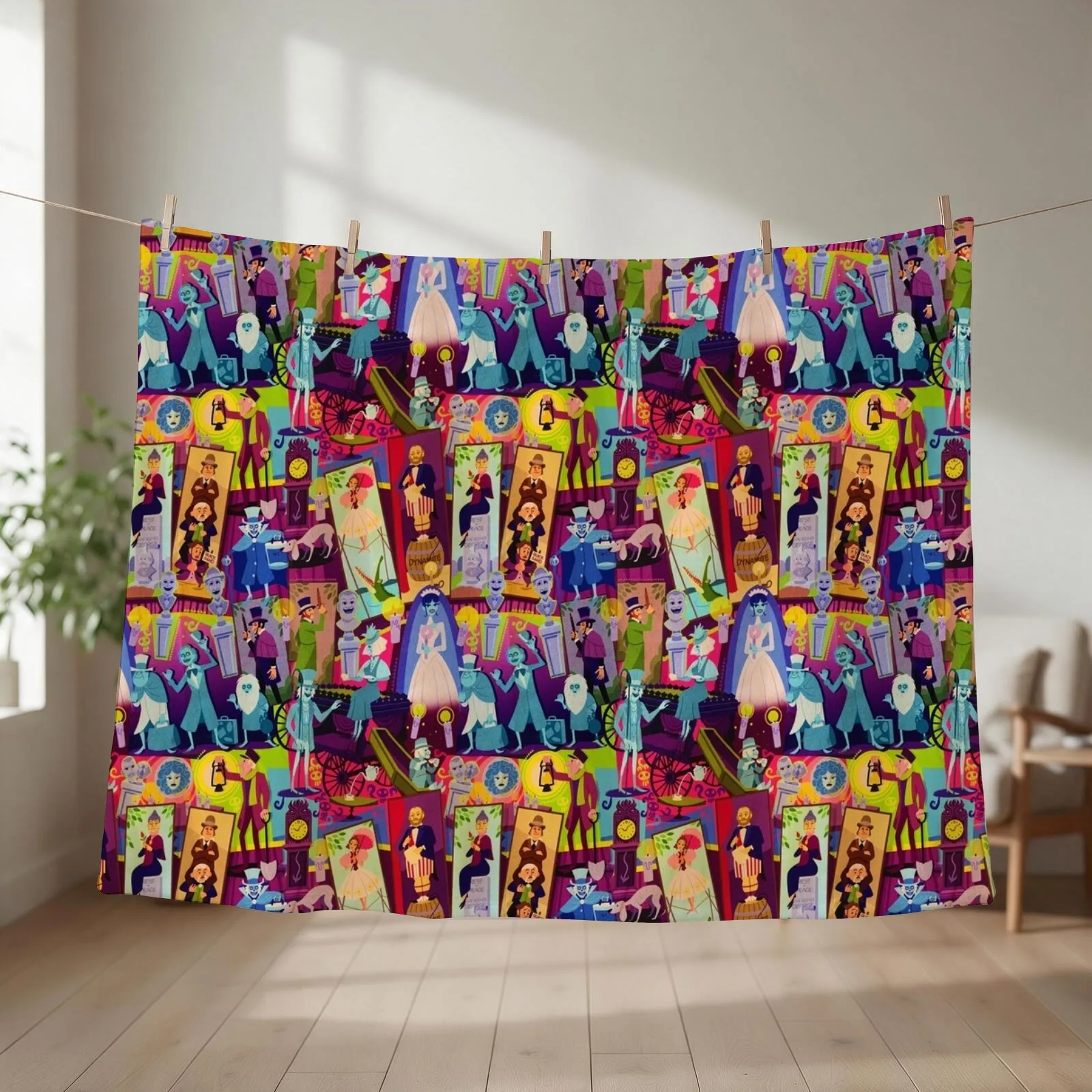 Retro Mansion Collage Throw Blanket couch cozy soft plush fuzzy picnic outdoor blanket
