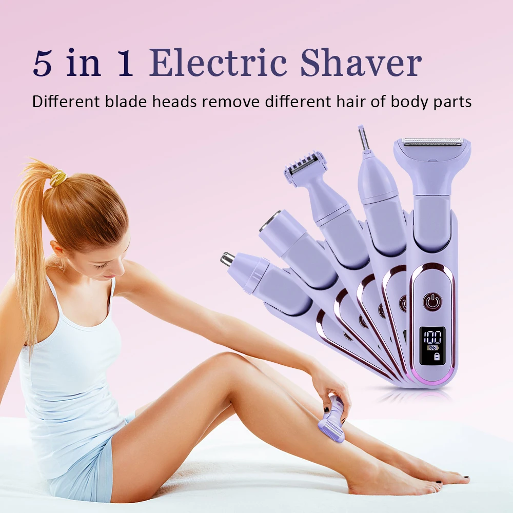 Electric Shaver for Women Waterproof Wet & Dry Hair Razors 5 in 1 Multifunction Mini Shaver Trimmer Razor for Eyebrow Underarm