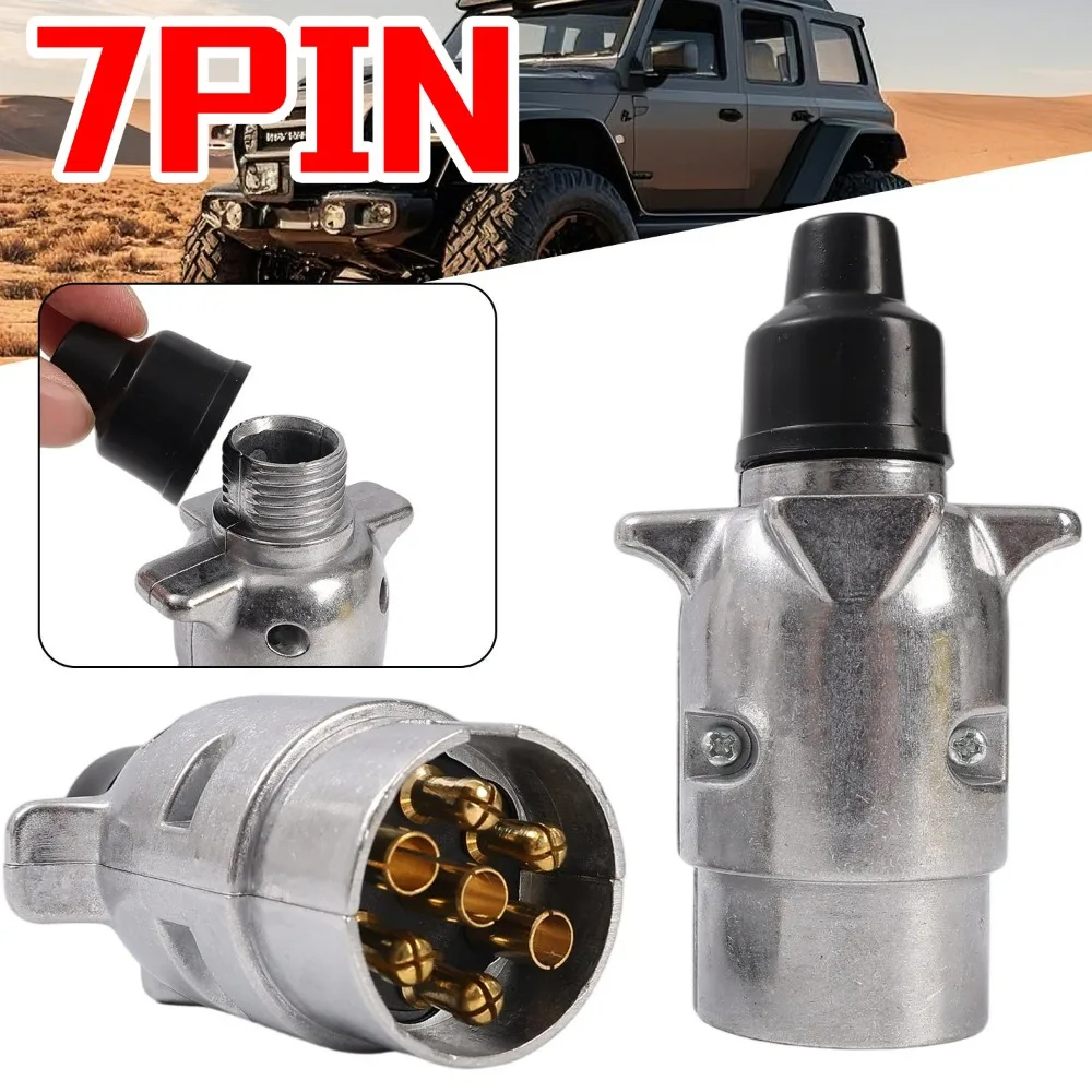 

7-контактный разъем для прицепа из металлического сплава, европейский водонепроницаемый разъем-адаптер для каравана, грузовика, автофургона, буксировки, автоэлектрика, сигнальная лампа 12 В