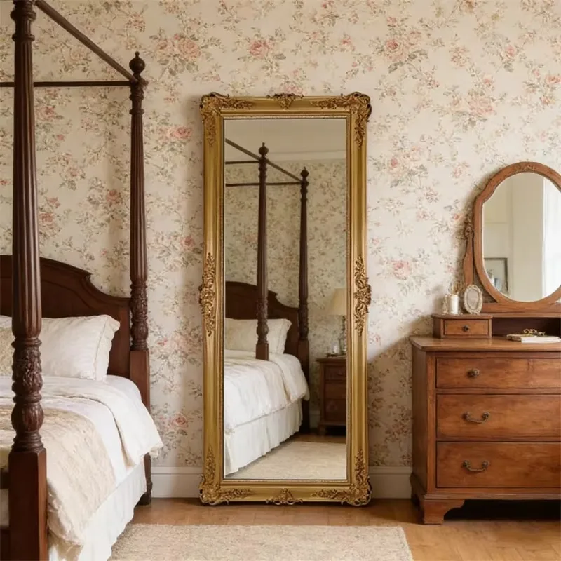 Modern Square Floor-standing Full-body Dressing Mirror Eco-Friendly Handmade MDF Material for Home Decoration