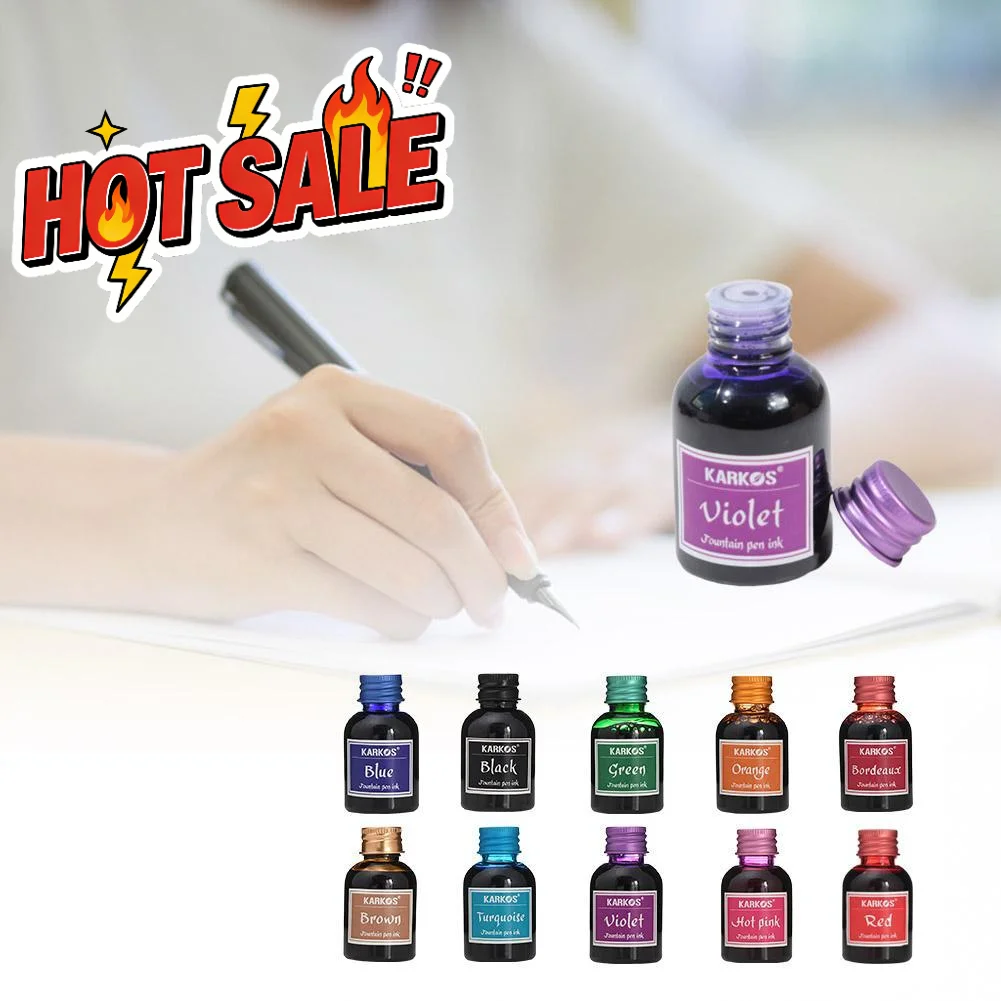 30ml Fountain Pen Ink Water-Soluble Non-Clogging Smooth Writing Refill Ink For Fountain Pens 10 Vibrant Colors Available