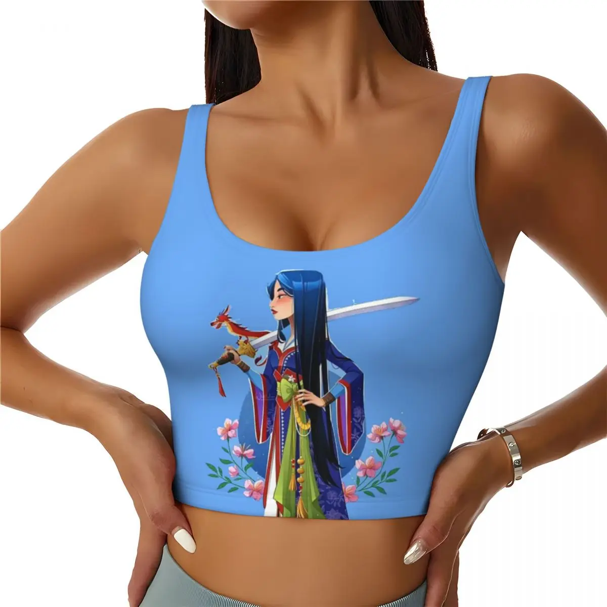 

Спортивный бюстгальтер Mulan в стиле классических мультфильмов для женщин, утягивающий, для высокоинтенсивных тренировок и йоги