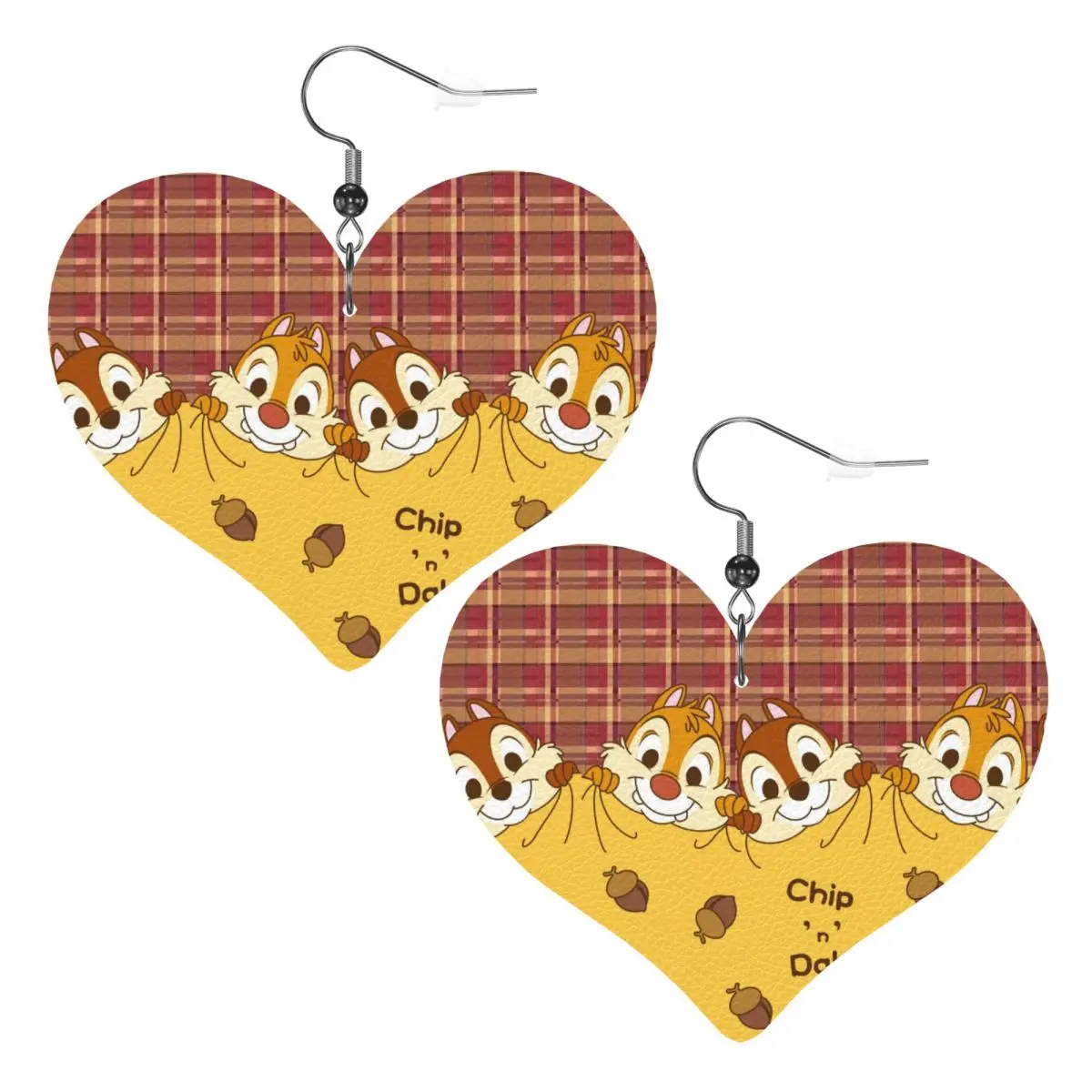 

Забавные кожаные серьги-капли с мультяшными персонажами Чипом и Дейлом для женщин, модные легкие кожаные серьги для вечеринок и праздников