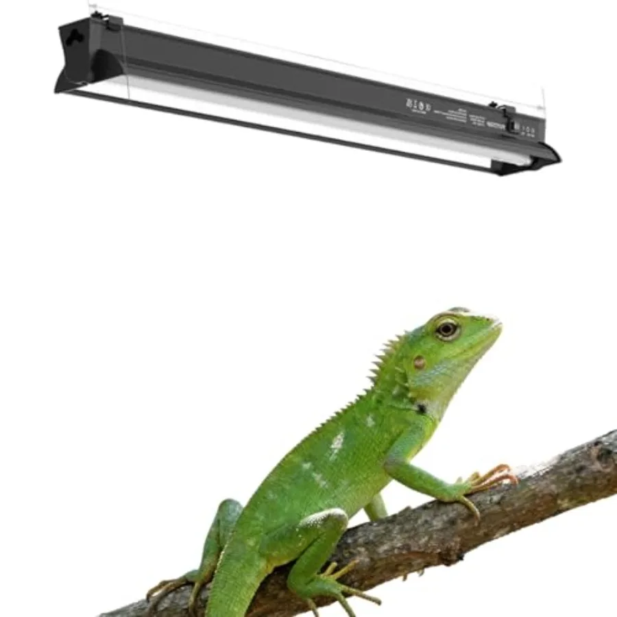 

T5 HO UVB Lighting Kit, 15W Terrarium Hood with Detachable Curved Reflector, Desert 10.0 UVB T5 Lamp 15 Watts