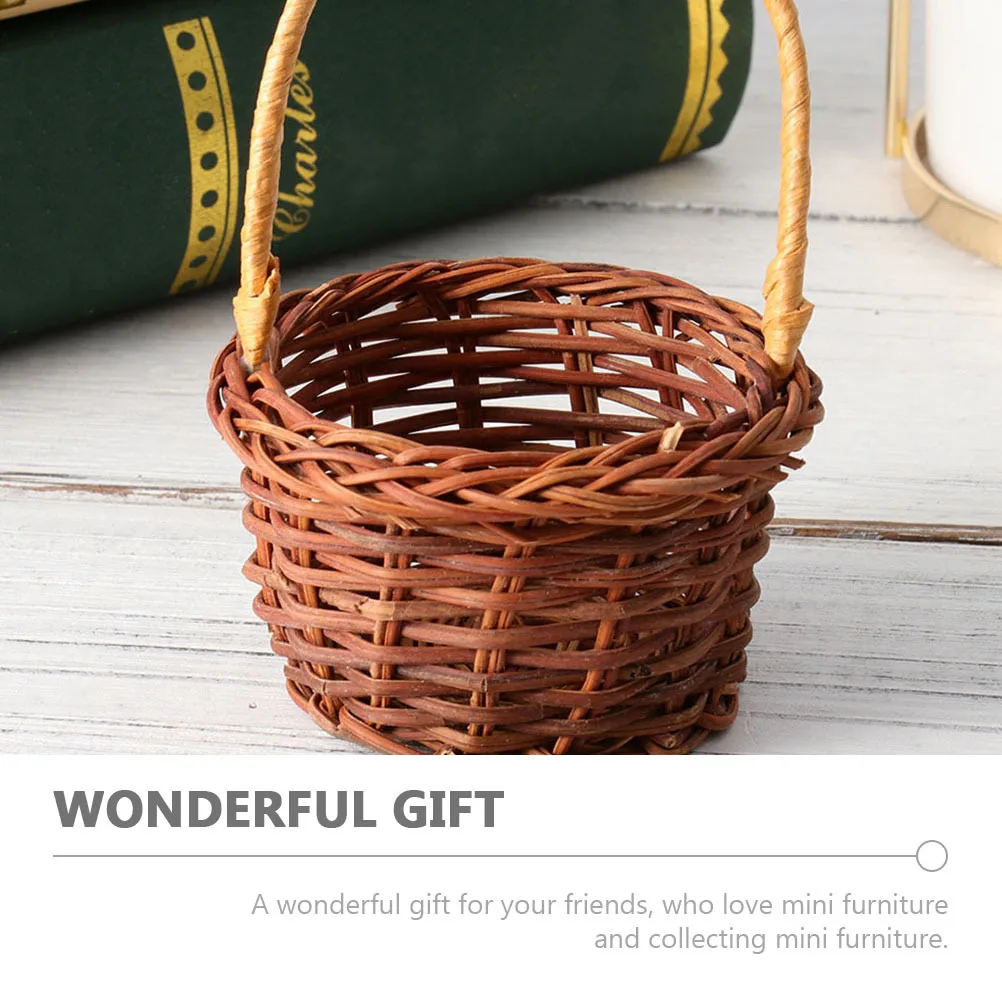 

3Pcs Miniature Rattan Basket Woven Decor DIY Photo Props Mini House Supply Small Scene Accessory Miniature Baskets
