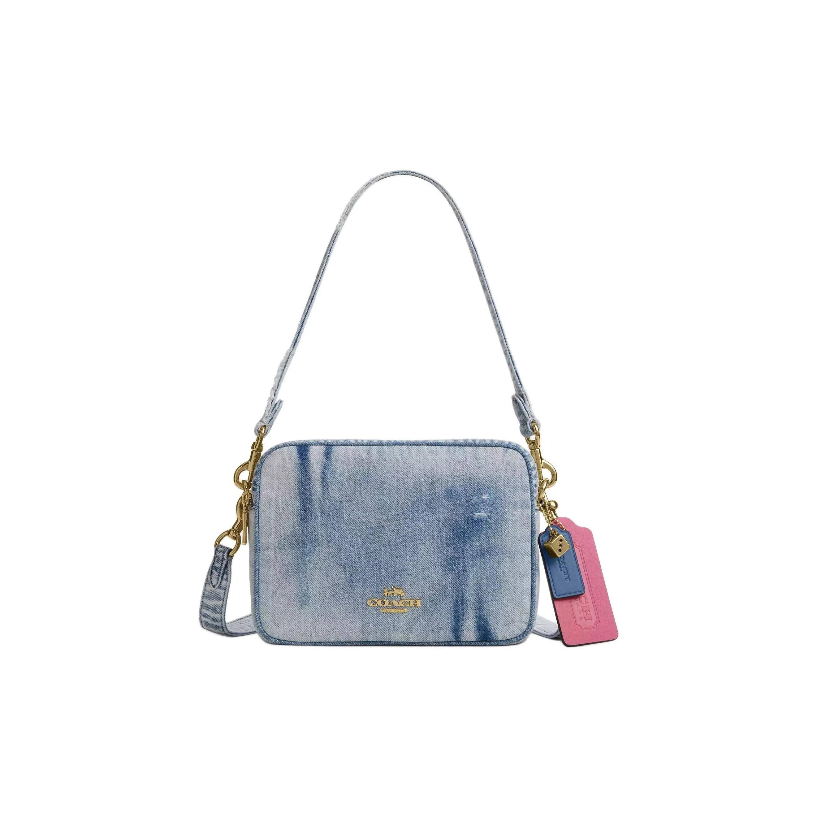 COACH Denim With Smooth Leather Crossbody Bag, Shoulder Bag Small Women's Light Indigo CEK67-IMNIM