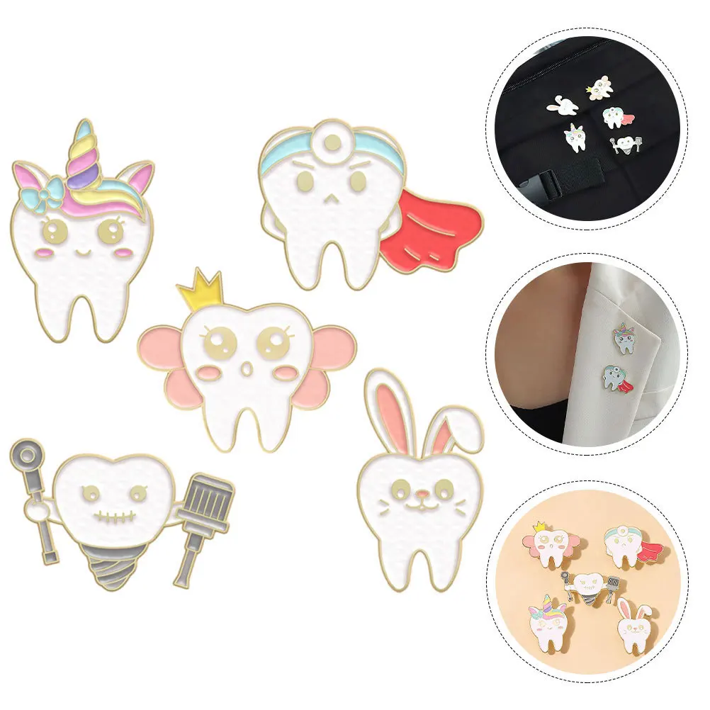 10Pcs Teeth Brooch Pin Aesthetic Cartoon Design for Women Clothing Bags Backpacks Pin Badge Locking Backs Brooches for Women