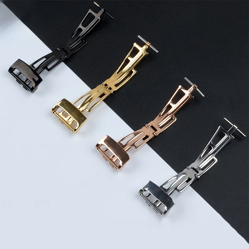 18mm Stainless Steel Folding Buckle for AP Modification GA2100 Butterfly Buckle Silver Black Gold for Rubber Leather Watch Band