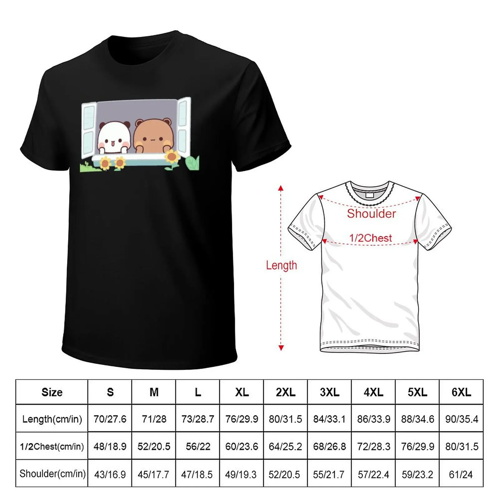 Bear and Panda Bubu Dudu Balloon T-Shirt Casual All Match Tee Shirt for Men