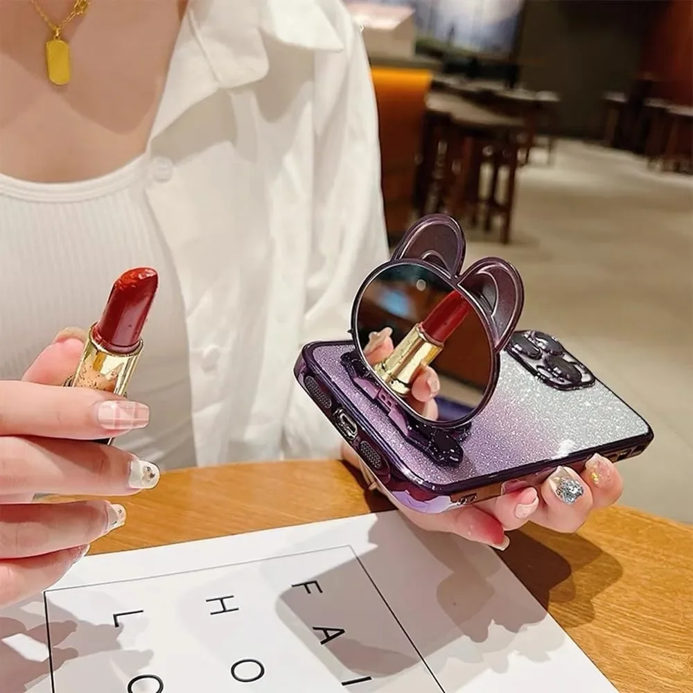 Mirror Rabbit Holder Case On For Tecno Pova 7 Ultra Stand Cover For Tecno Pova 7 Ultra