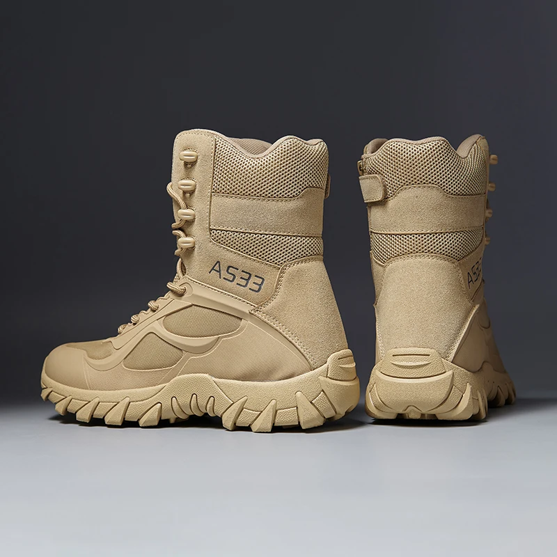 Men's tactical training boots four season new high top jungle combat boots outdoor anti-slip comfort walking hiking casual boots