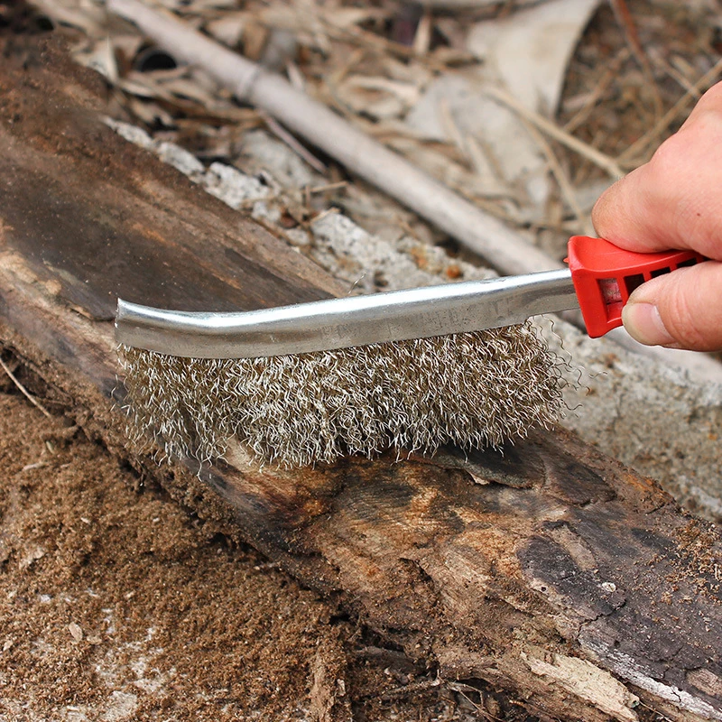 Stainless Steel Wire Brush Non-slip Easy Grip For Cleaning Metal Rust Removal Welding Seam Preparation