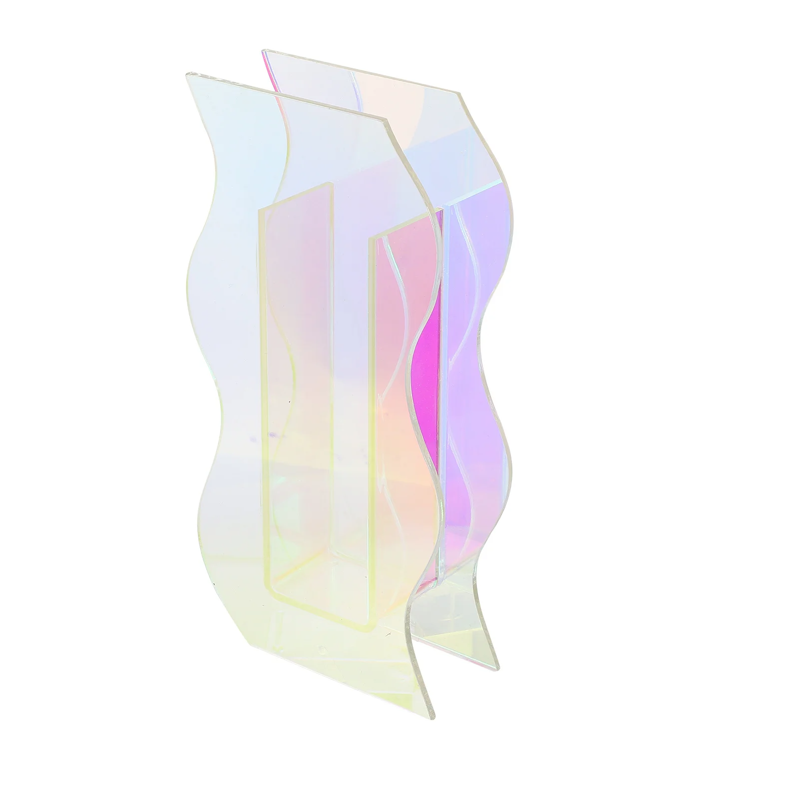 

Elegant Acrylic Flower Vase Easy Clean Moderate Capacity Floral Arrangement Acrylic Iridescent Vase