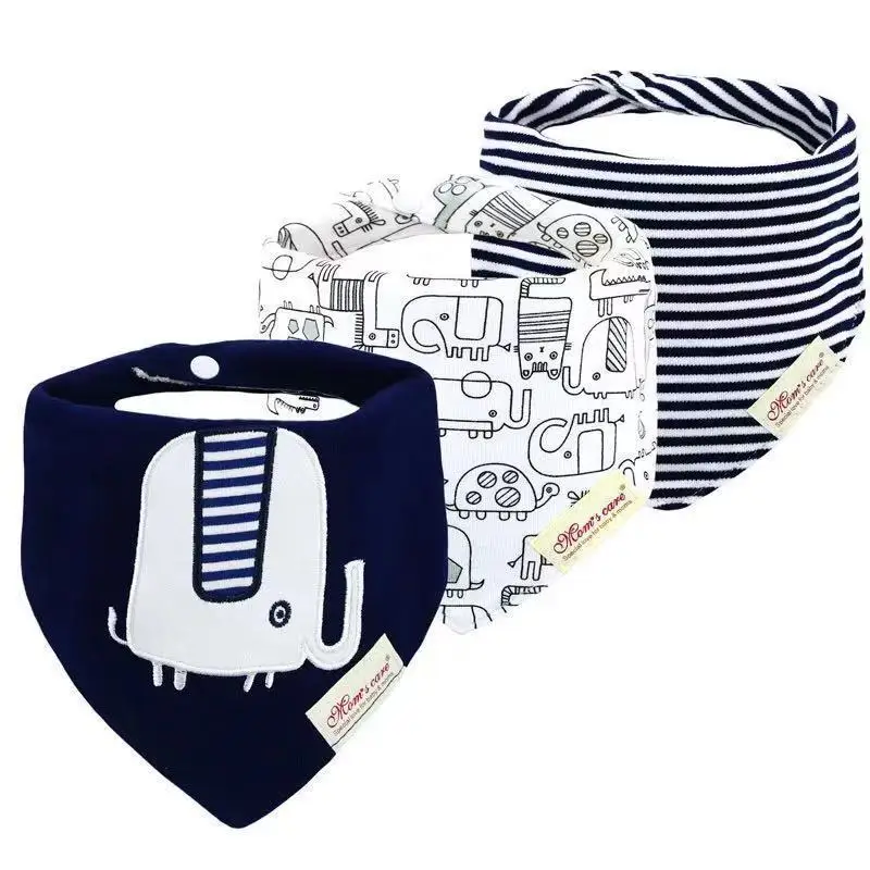 Cotton Cartoon Baby Bibs 3pcs Bandana Set Triangle Newborn Infant Boys Saliva Towel Baby Burp Cloth Drool Bibs Dropshipping