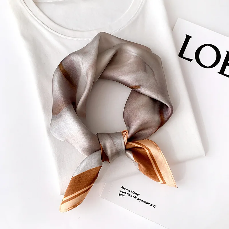 

Abstract Marble Print Silk Satin Square Scarf Luxury Women Neckerchief Soft Neck Scarves Hair Bandana Headband Hijab Foulard