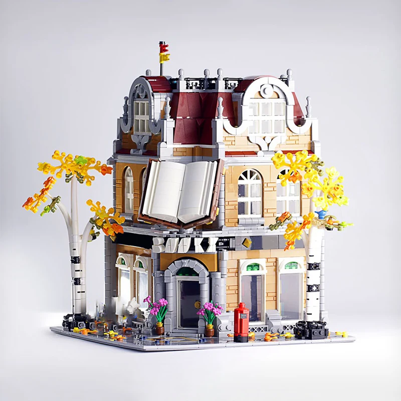 1970PCS MOC Custom Modular Bookshop Architecture Building Blocks Model Assembly Children Festival Gift