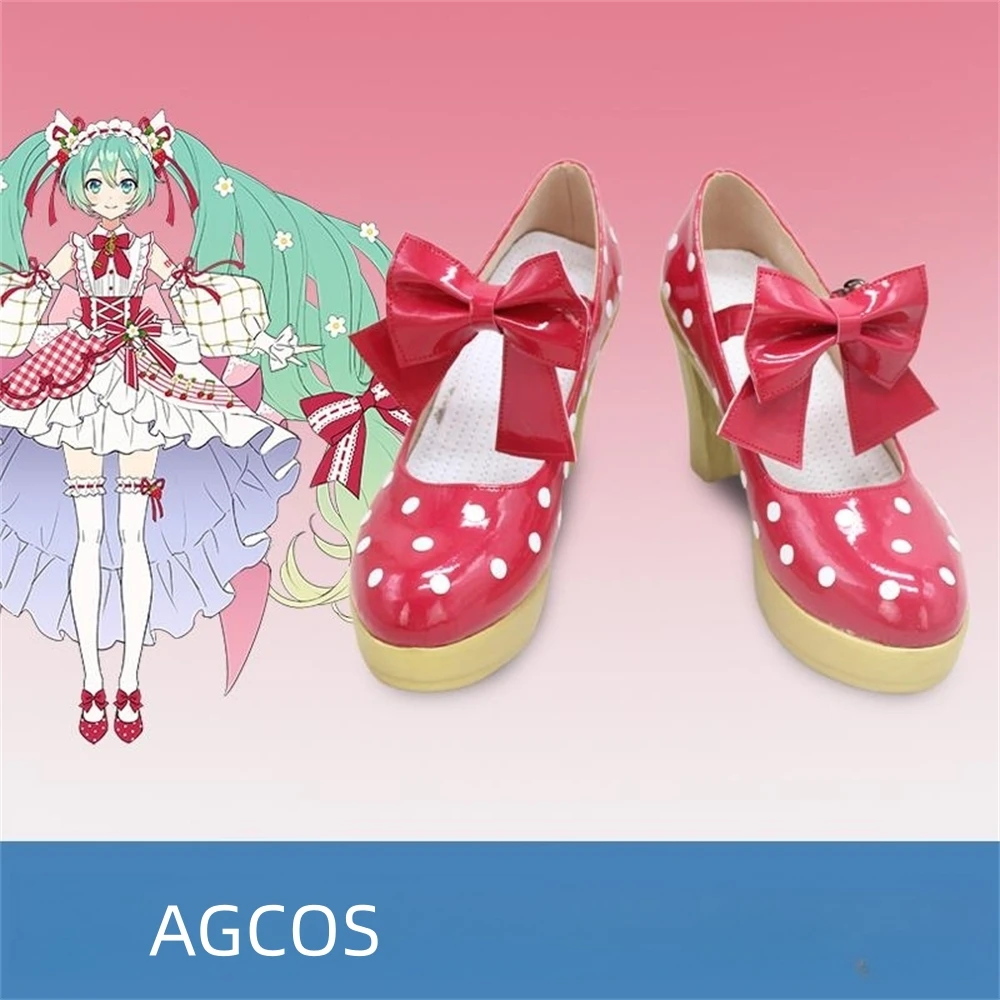 AGCOS Mikku Cosplay 15th Anniversary Mikuu Cosplay Shoes Woman Christmas Roleplay Boots Mikuku Shoes