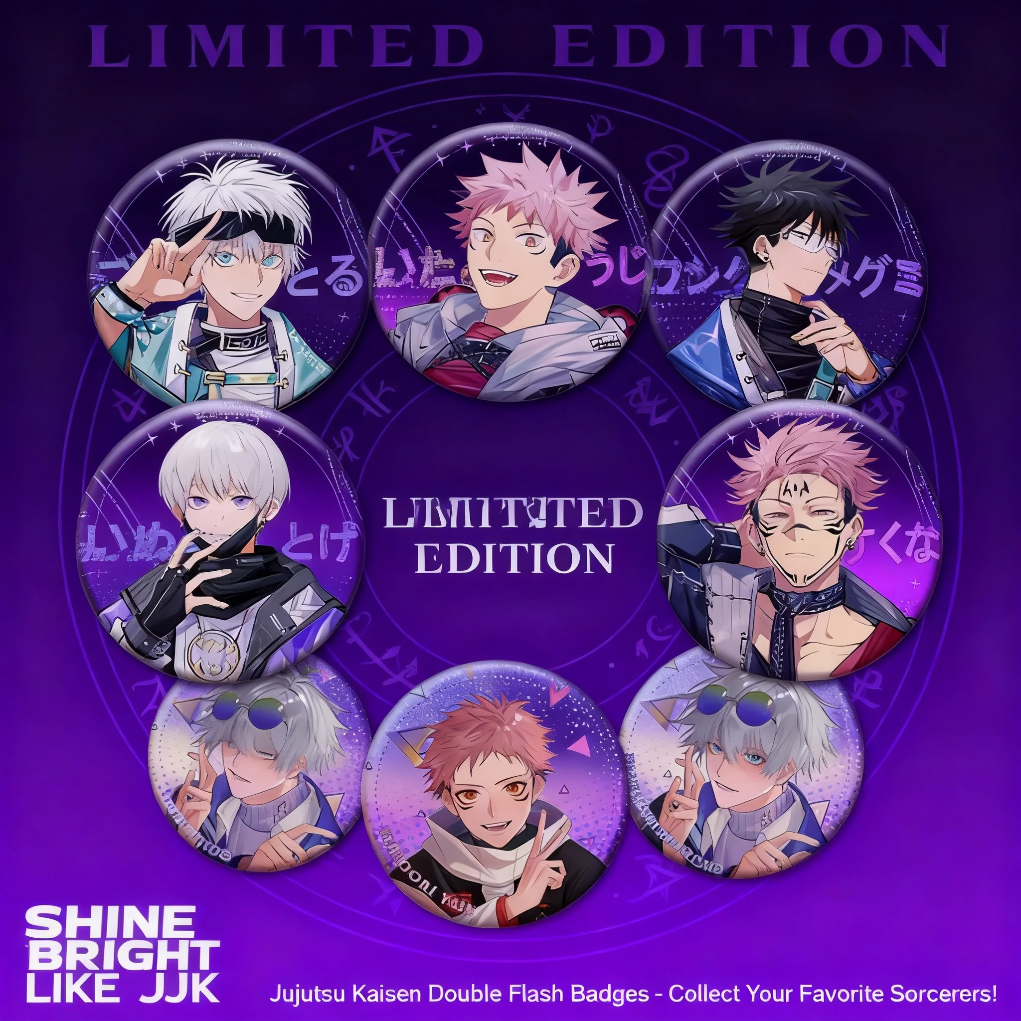 

Anime Badge Set Jujutsu Kaisen 58 Characters Gojo Satoru Fushiguro Megumi Itadori Yuji Metal Pin Brooch Collection Merchandise