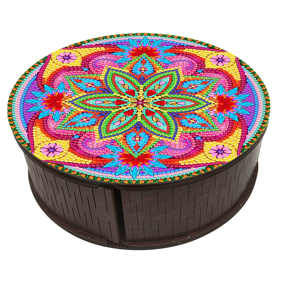 

DIY алмазная живопись шкатулка для драгоценностей комплект Мандала Алмазная мозаика вышивка DIY коробка для хранения ювелирных изделий цветок птица для взрослых детей