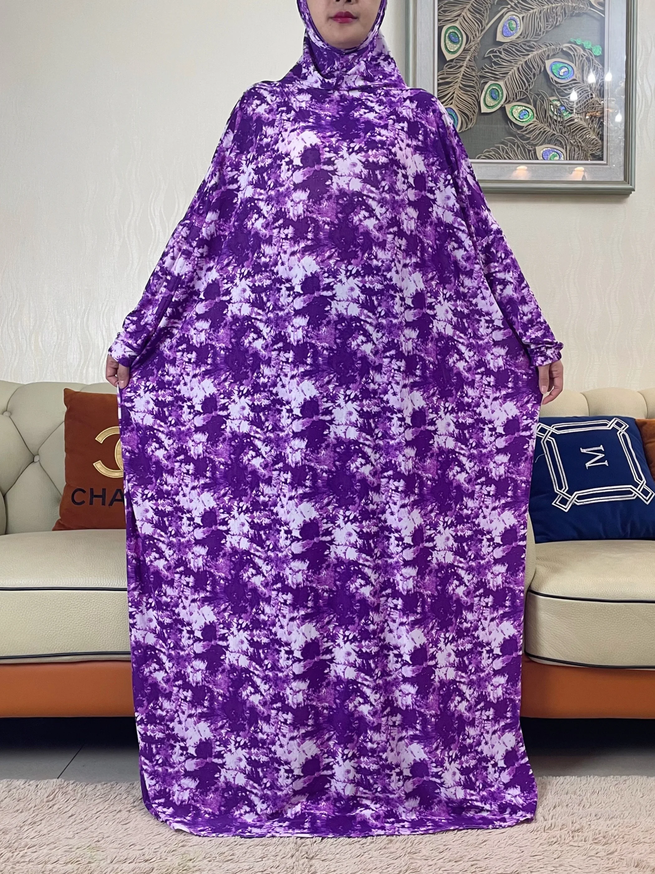 Abaya musulmán con capucha para mujer, vestido caftán con Hijab, ropa de oración africana de Turquía, bata de ramadán de Dubái teñido, 2024Eid