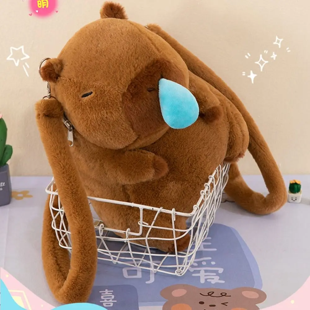 Plush Capybara Capybara Plush Backpack Animal Cartoon Large Capacity Capybara Crossbody Bag Fashion Big Capacity