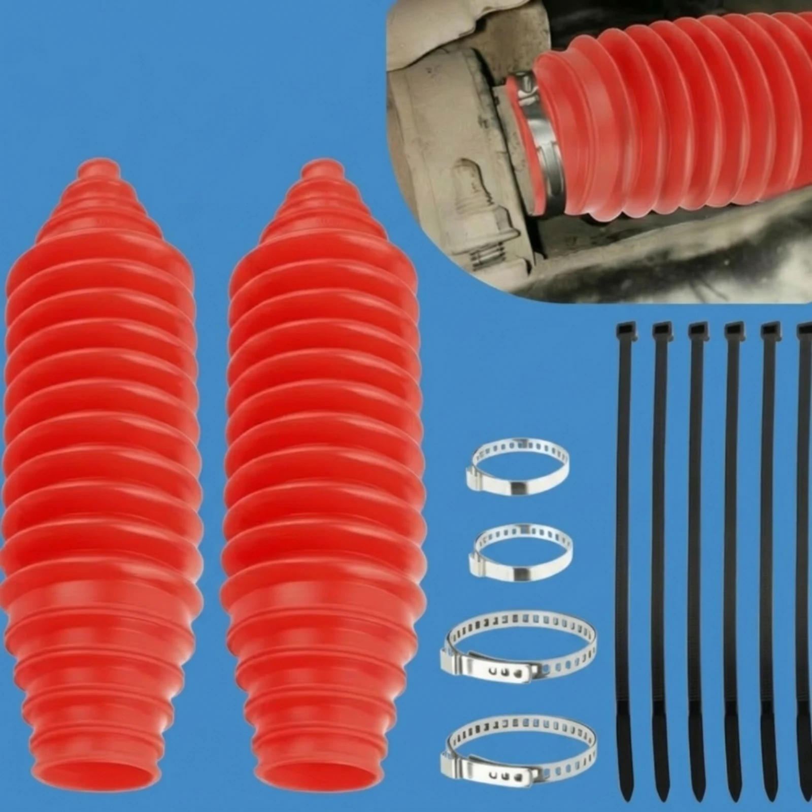 Steering Gear Dust Cover Flexible Steering Boot with Clamps Tie Rod Boot with Clamps Dustproof Dust Guard Waterproof