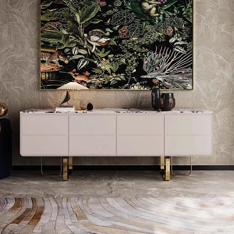

xx1Light luxury marble dining side locker, household living room wall storage cabinet, simple modern porch cabinet