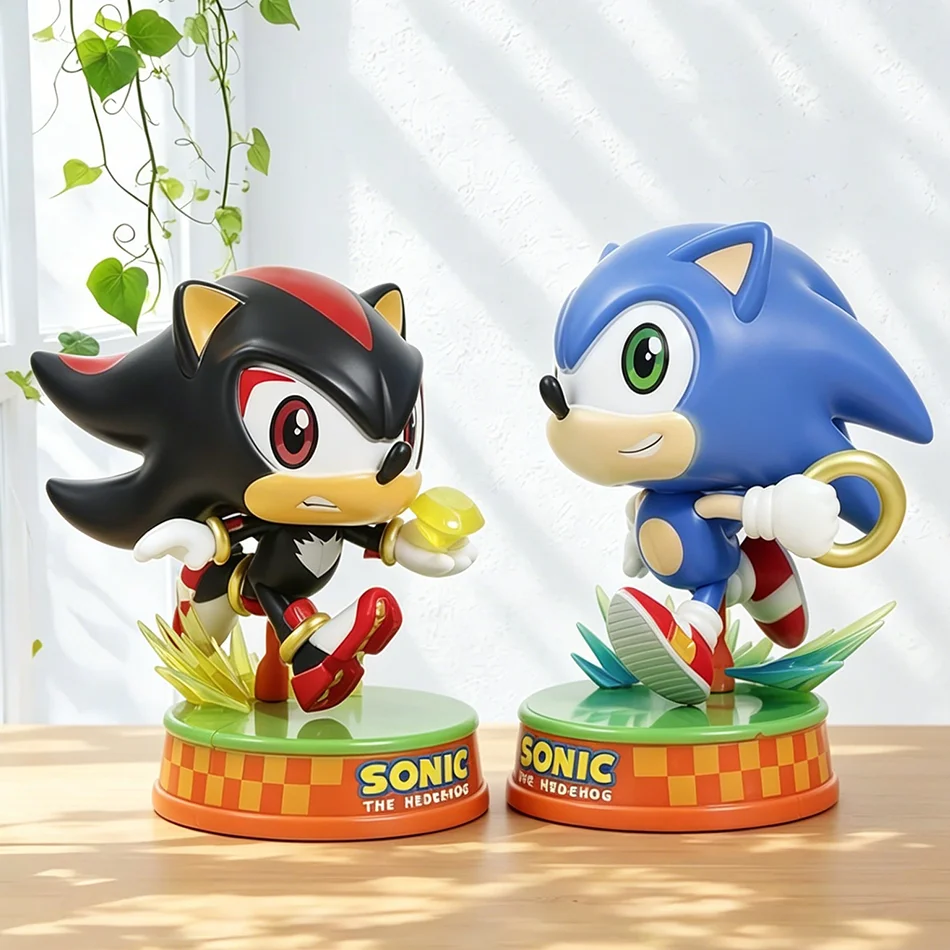 Hot Sale 2pcs/Set Sonic Shadow Anime Figures Cute Chibi Statue Desktop Decoration for Fans Children's Gifts