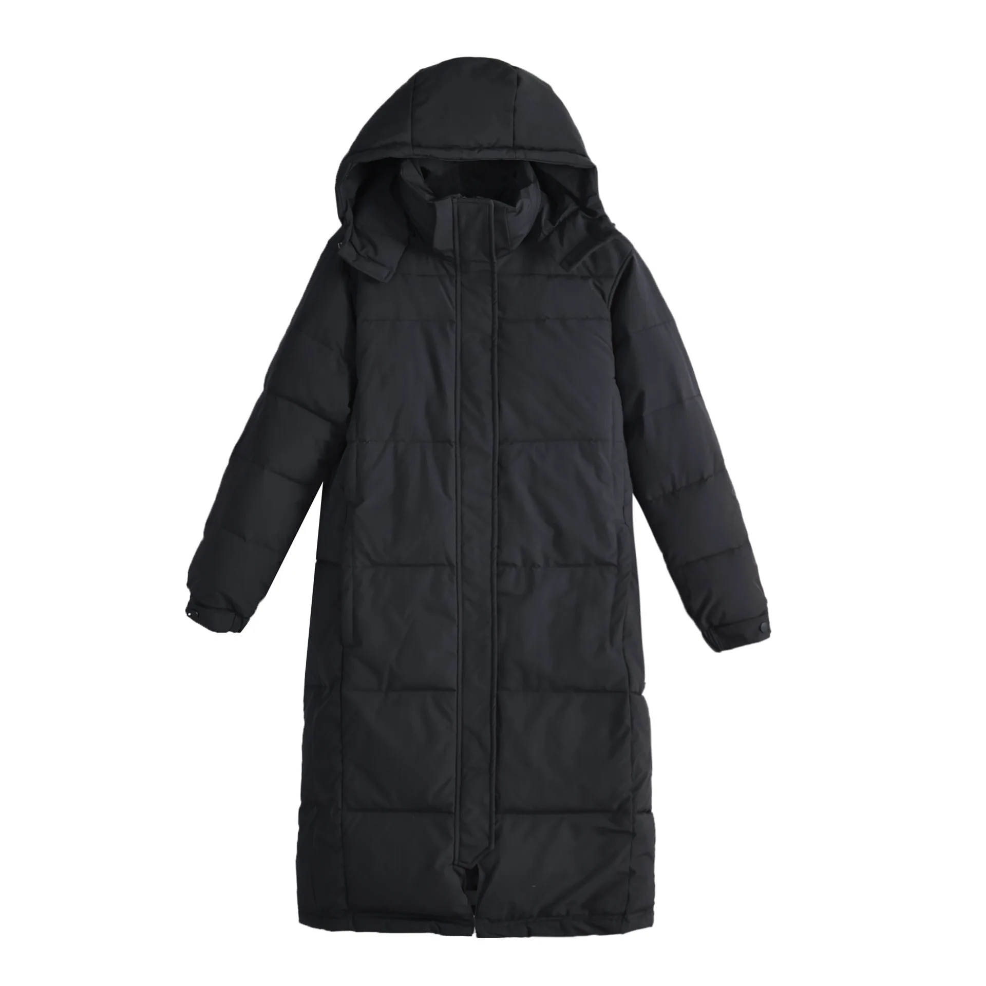 Long Parkas Coats Women Hooded Jackets Solid Long Sleeves Zipper Thick Loose Fit Oversize Office Lady Casual 2025 Autumn Winter