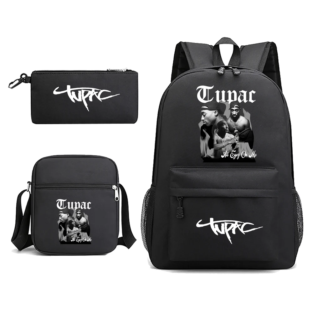 Rapper Tupac 2Pac  Backpack Boys Girls Teens School Bags Kids  Rucksack shoulder Bagpack Travel Knapsack 3 Pcs/set