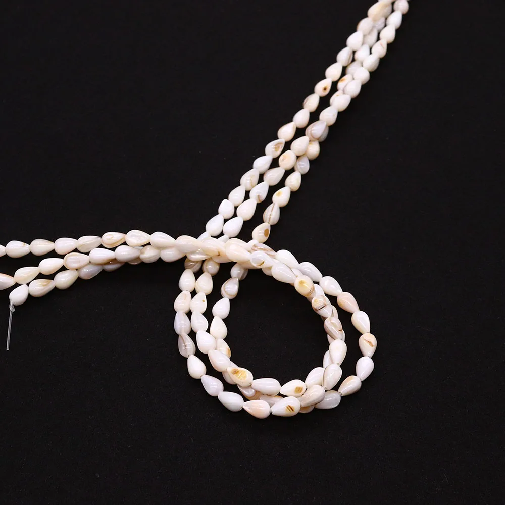 أبيض/أحمر المياه العذبة الطبيعية شل الخرز 1 حبلا 5x8 مللي متر الأرز على شكل الصباغة فضفاض حبة DIY بها بنفسك صنع سوار قلادة الإكسسوارات