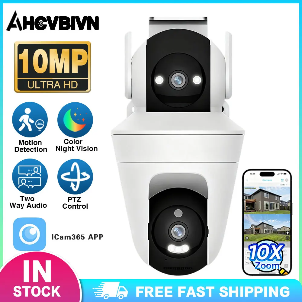

Уличная PTZ IP-камера с двумя объективами, 10-кратным зумом, 5K, 10 МП, Wi-Fi, автоматическим отслеживанием, для умного дома, 360° ° Видеонаблюдение
