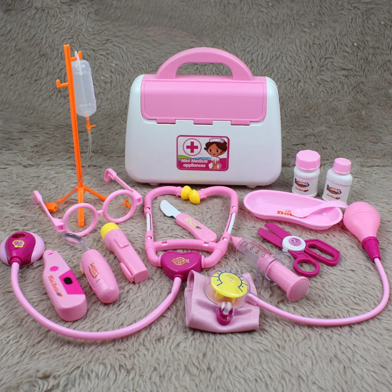 Simulação médico brinquedo terno kit de medicina caixa de ferramentas enfermeira estetoscópio injeção brinquedo role play casa brinquedos presente do feriado