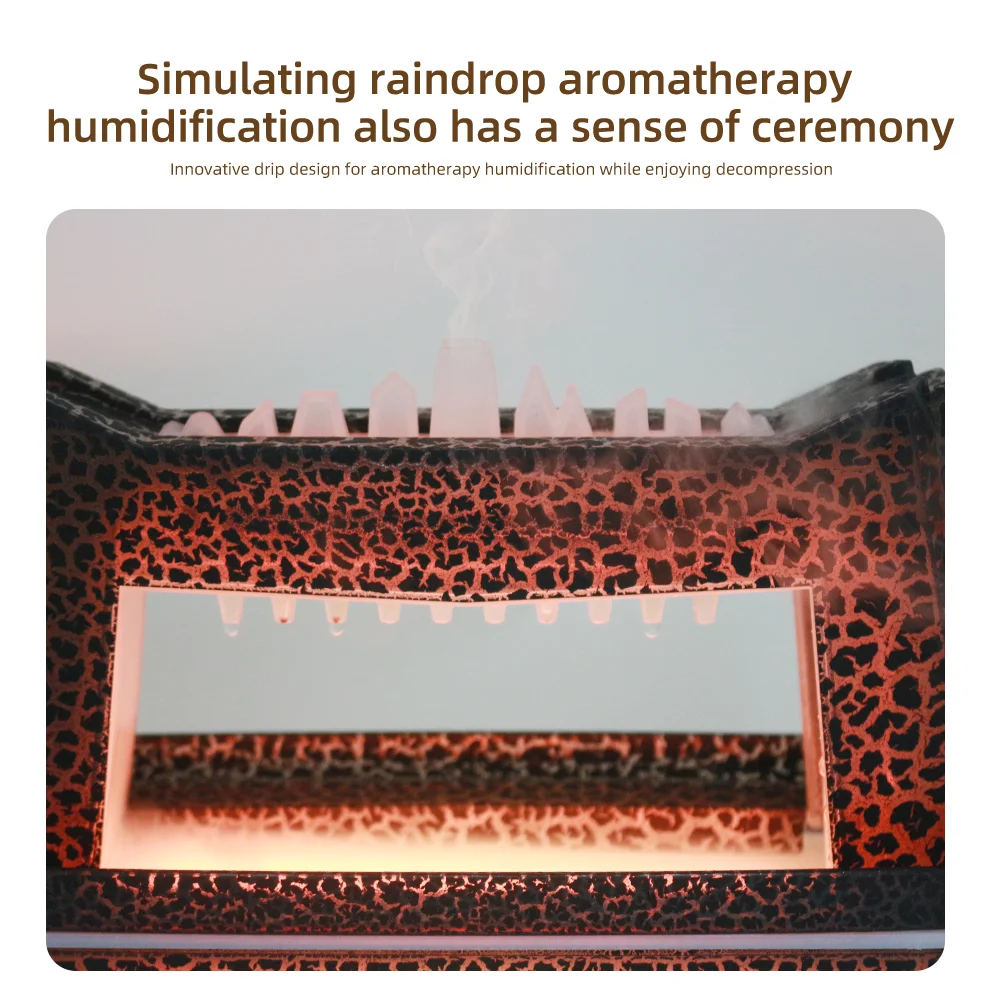 Raindrop Design Aromatherapy Mist Humidifier 300ml Black Essential Oil Diffuser with Function - 2 Colors Lights & Timer