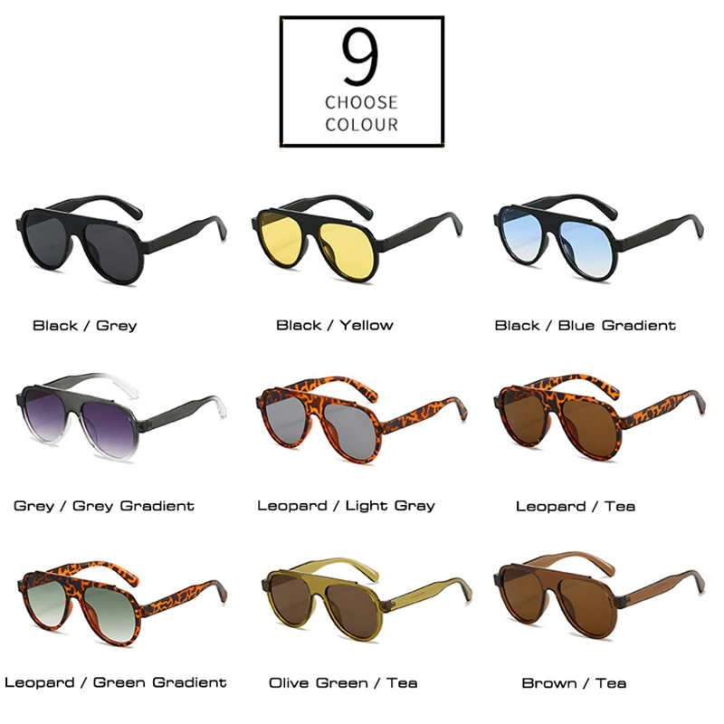 SHAUNA Fashion Oversized Pilot Men Sunglasses Retro Gradient Shades UV400 Men Trending Yellow Blue Sun Glasses image 5
