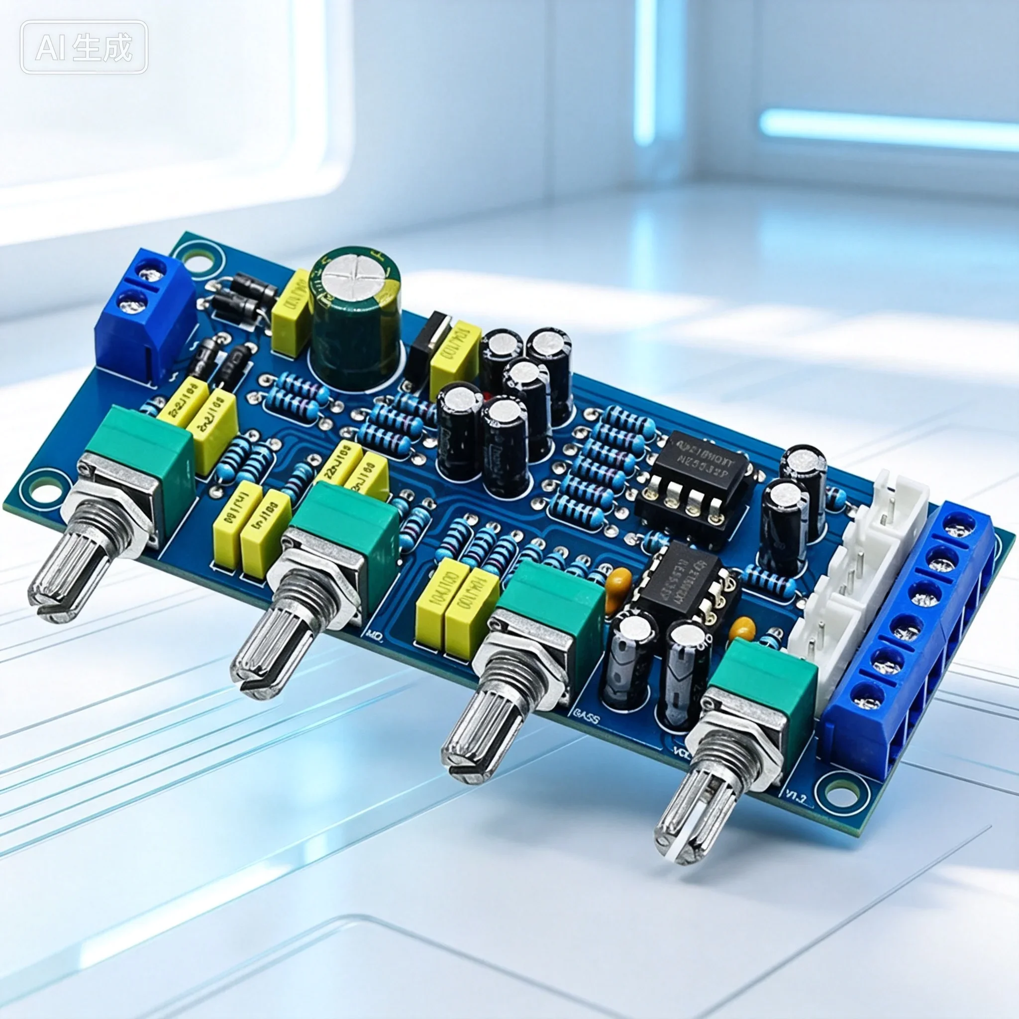 for Hifi Audiophile Dual NE5532 Pre‑amp Board Treble Mid Bass Adjustment Module High‑Fidelity Amplifier Audio Preamplifier Board