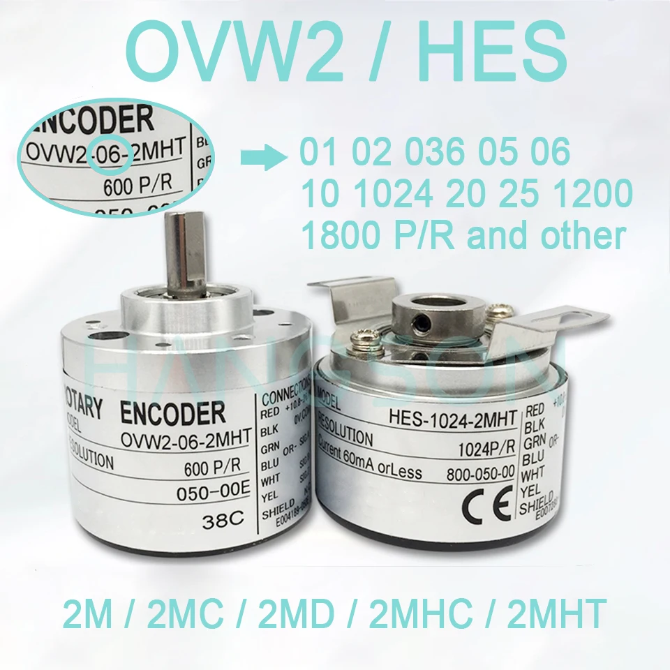 Incremental Optical Rotary HES-06-2MHT-10-2MHC-1024-01 OVW2-20-25-036-2MD-2M 100 1024 2500P/R Encoder
