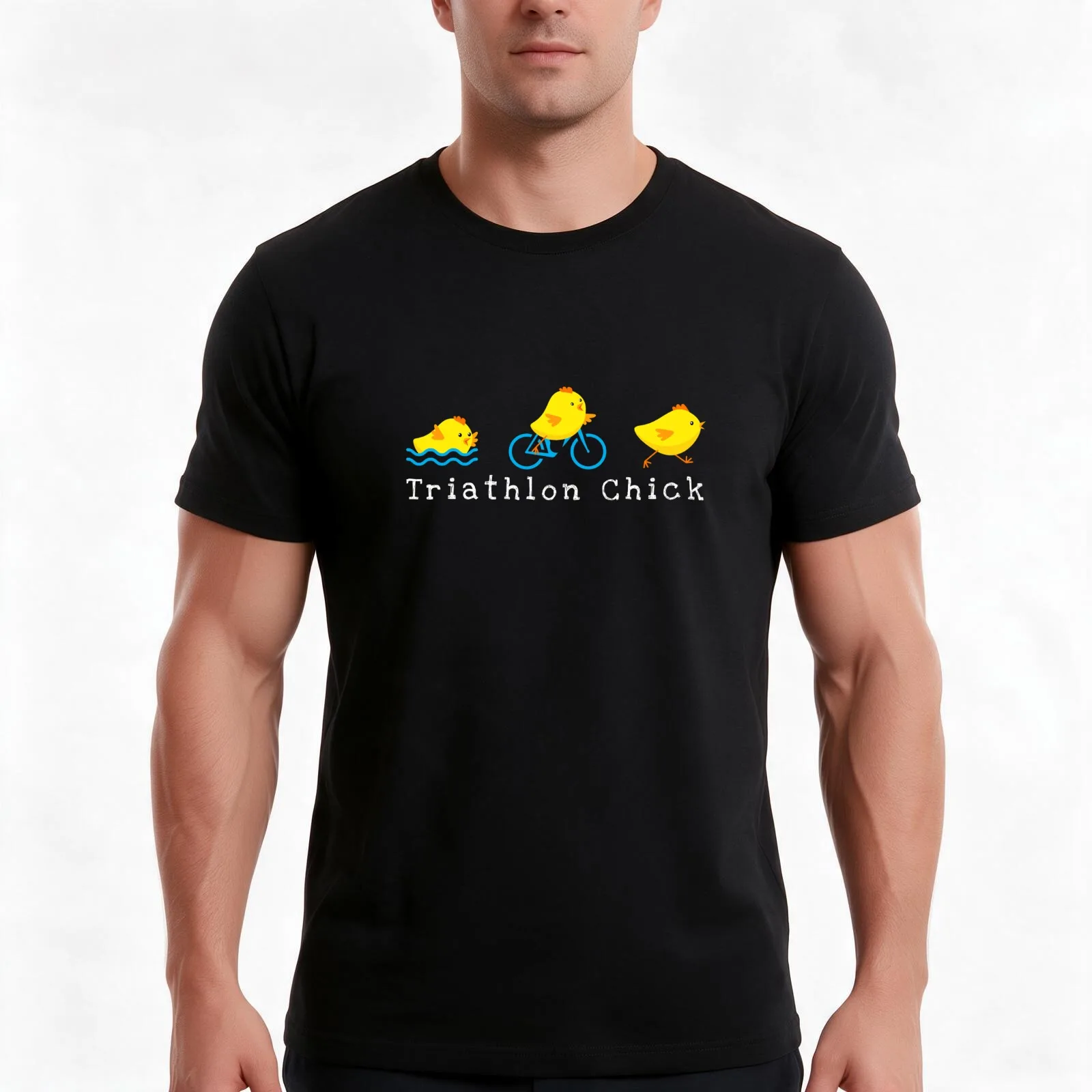 Funny Triathlon Chick Triathlete T-Shirt, Summer Casual Cotton Tee, Oversized Streetwear Tops, Vintage Graphic Print