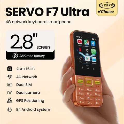 SERVO F7 Ultra 4G LTE Android Touch Screen Button Phone 2.8 Inch 2GB 16GB Dual SIM Camera FM Radio Play Store WiFi Backup Phone