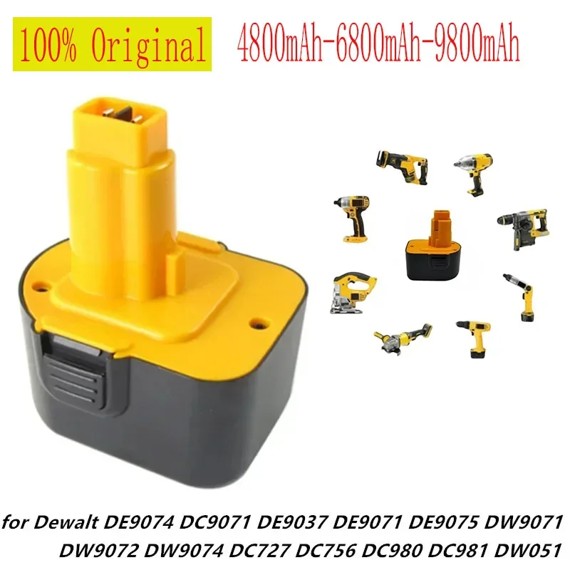 Batería de herramienta de 12V 4800-9800mAh para DE9074 DC9071 DE9037 DE9071 DE9075 DW9071 DW9074 DC727 DW9072 DC756 DC980 DC981 DW051