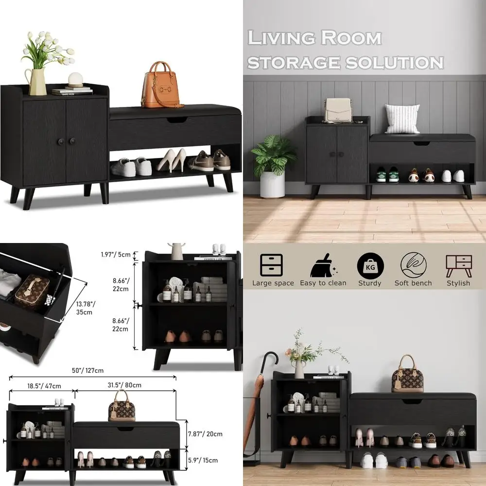 

Скамья для хранения обуви с шкафом и полкой — органайзер для обуви на 50 прихожей, идеально подходит для спальни и гостиной