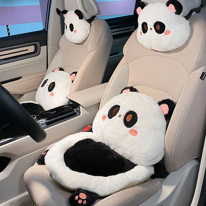 Cute Cartoon Car Seat Cushion Pad & Lumbar Support Comfortable Soft Auto Seat Cushion Cover Interior Decoration Car Accessories