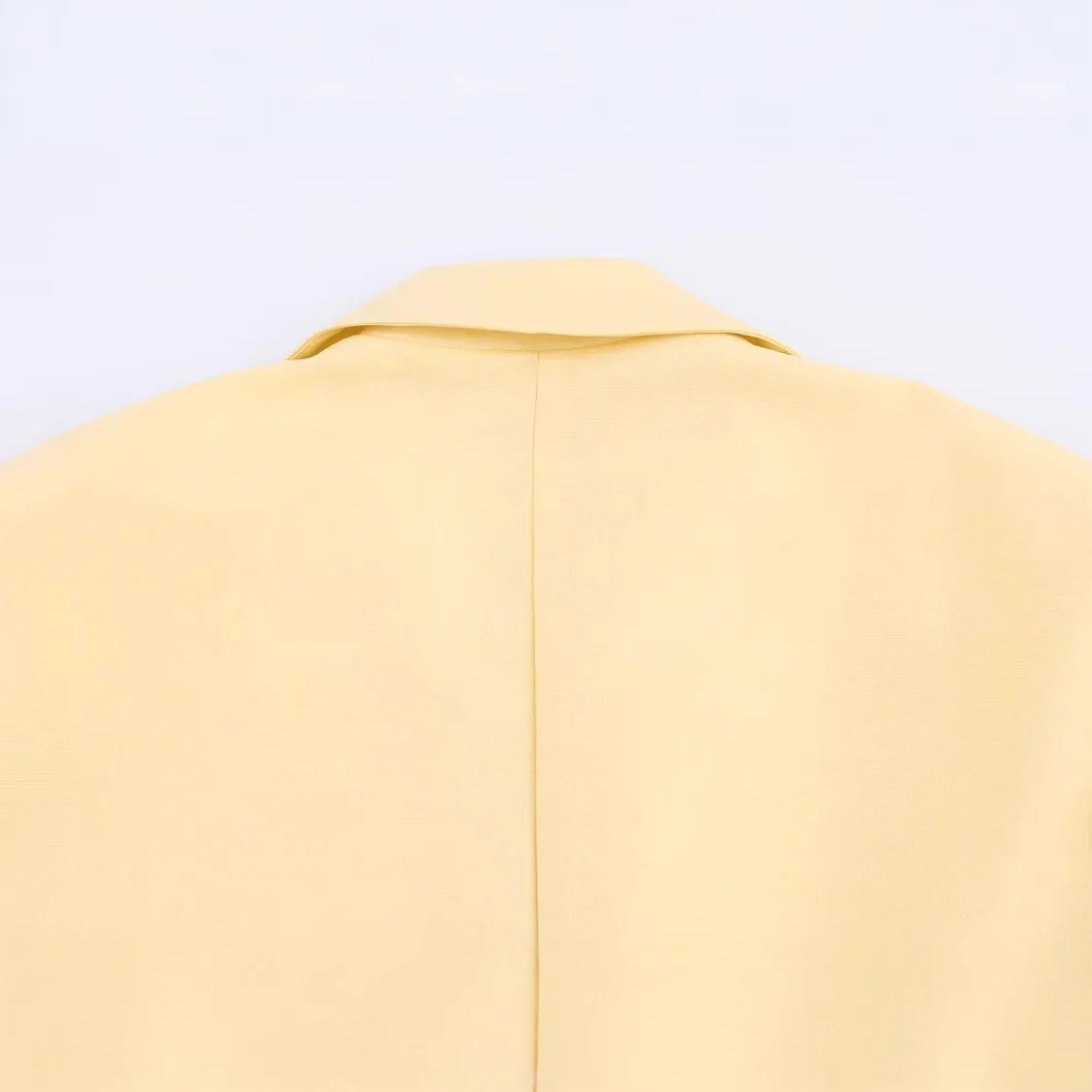Giacca da donna allentata per pendolari, colletto a maniche lunghe, bottoni, tinta unita, tasca applicata, giacca casual, top da donna semplici da ufficio