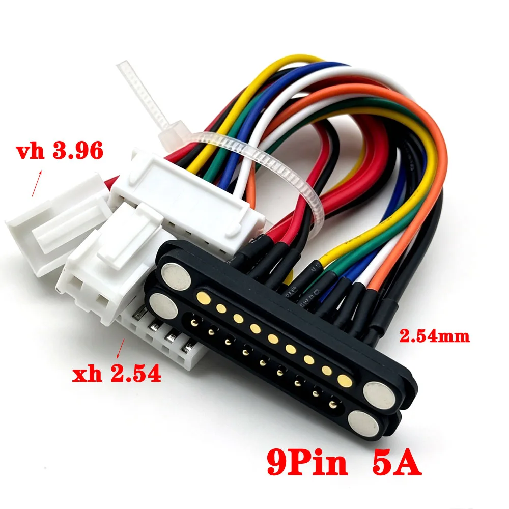 5A Without Ears 2/10Pin DC Magnetic Pogo Pin Connector Pogopin With XH2.54 VH 3.96 Terminal Ribbon Cable Spring DC Power Socket